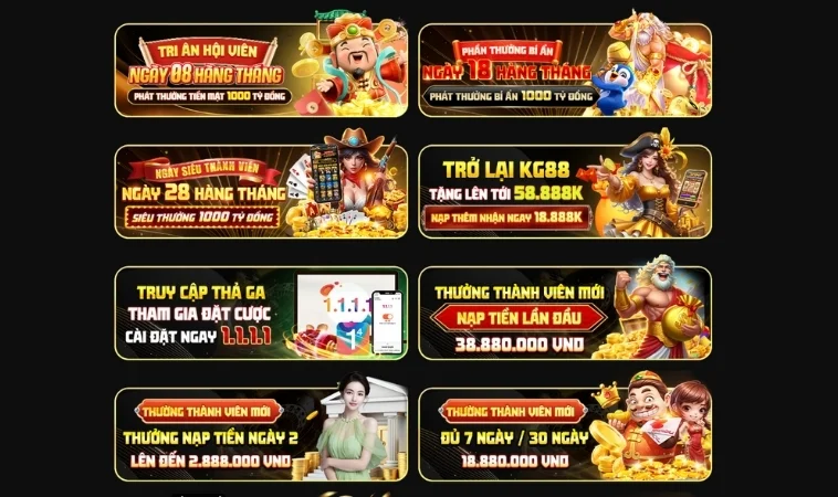 Các chương trình khuyến mãi HOT tại KG88 Các chương trình khuyến mãi HOT tại KG88