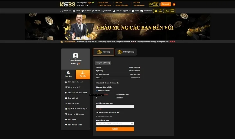 Cách rút tiền KG88 Cách rút tiền KG88